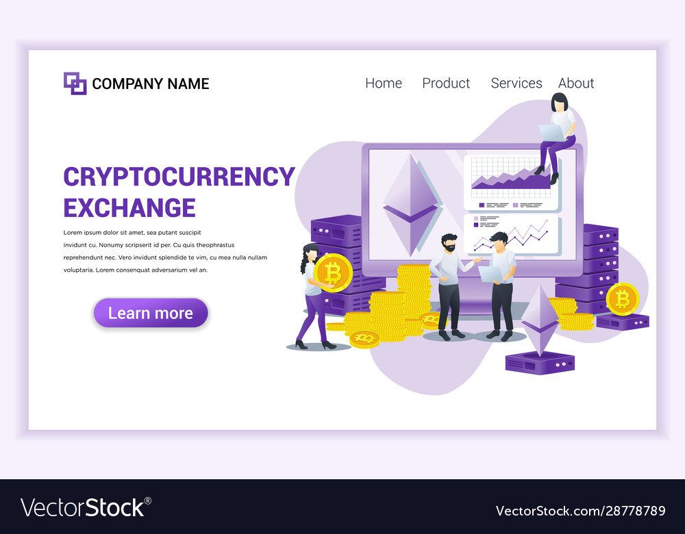 Cryptocurrency exchange concept with people