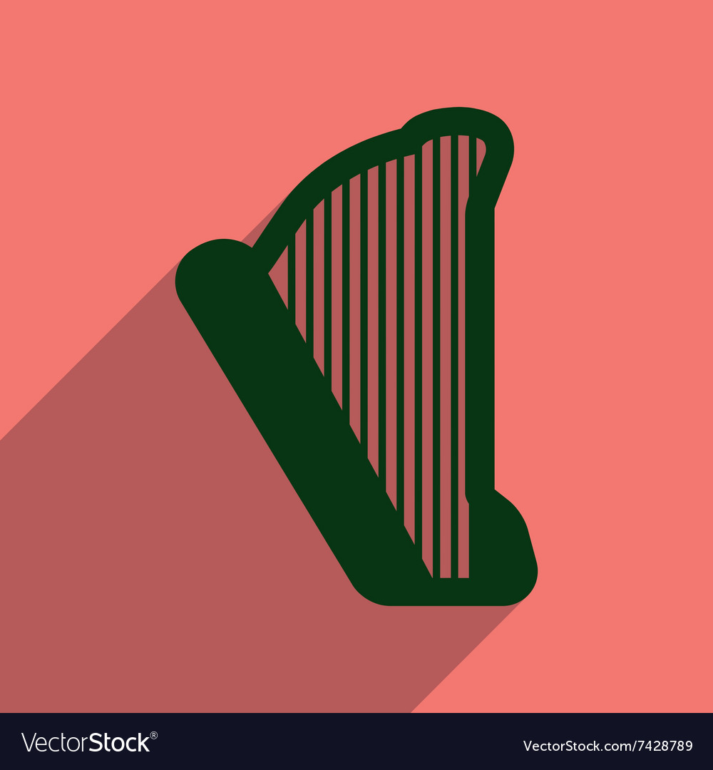 Flat web icon with long shadow harp