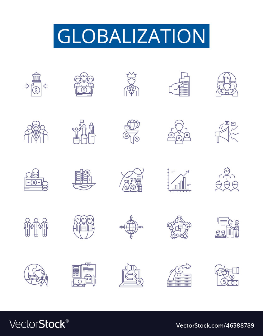 Globalization line icons signs set design Vector Image