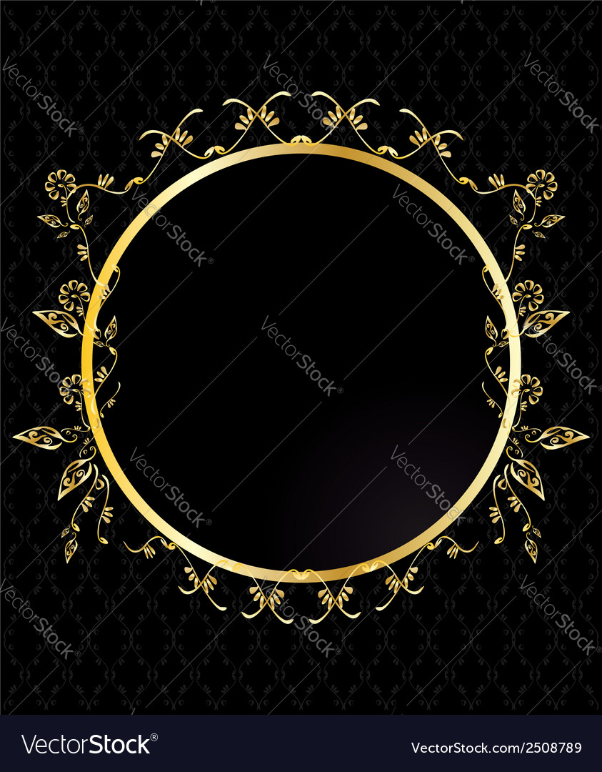 Gold circular floral frame