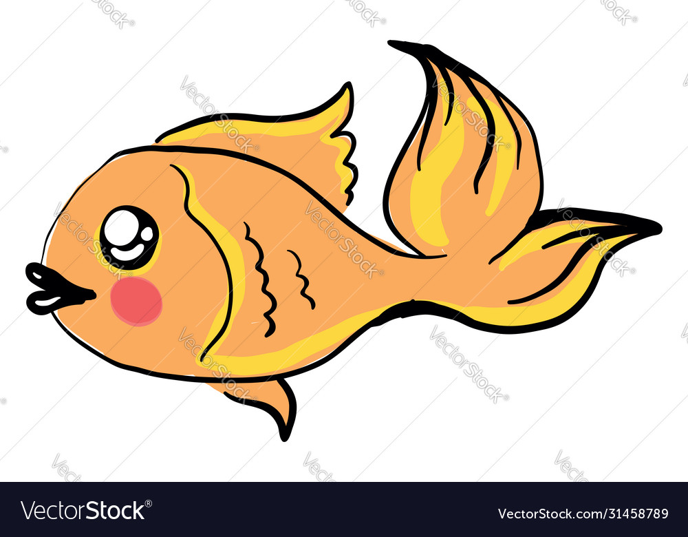 Golden fish on white background