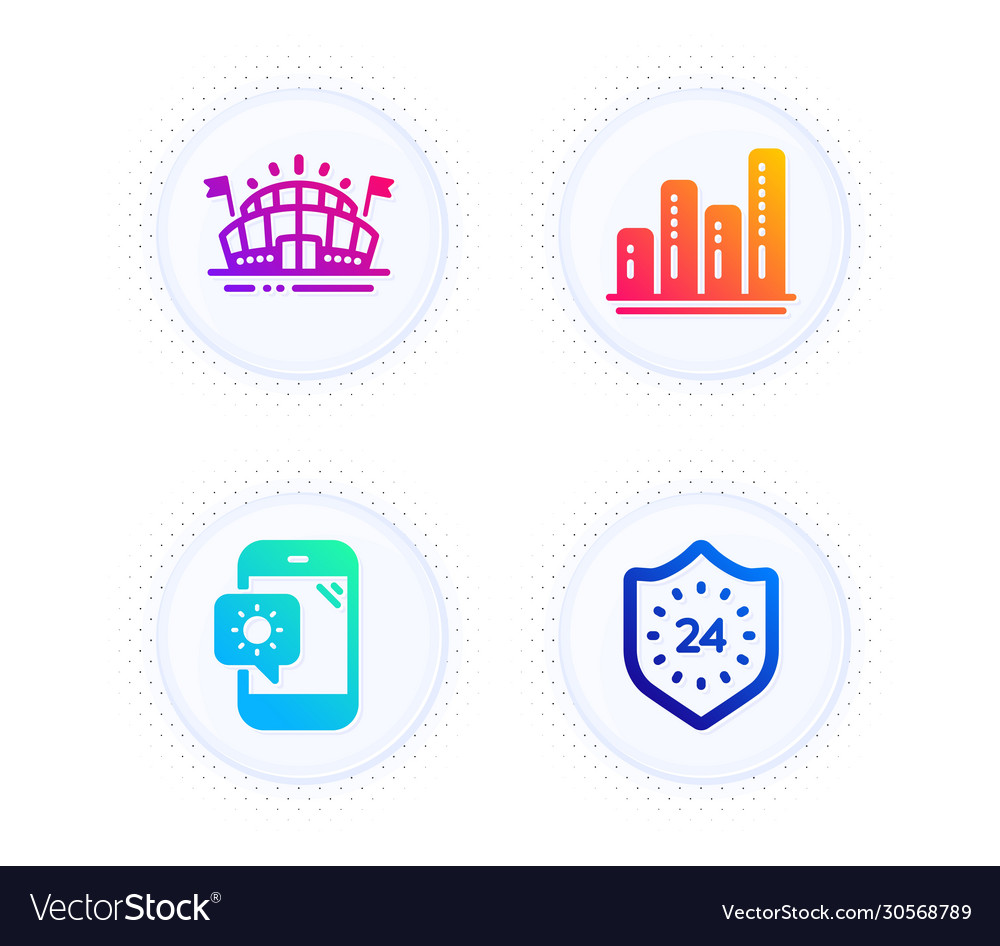 Graph chart weather phone and sports arena icons