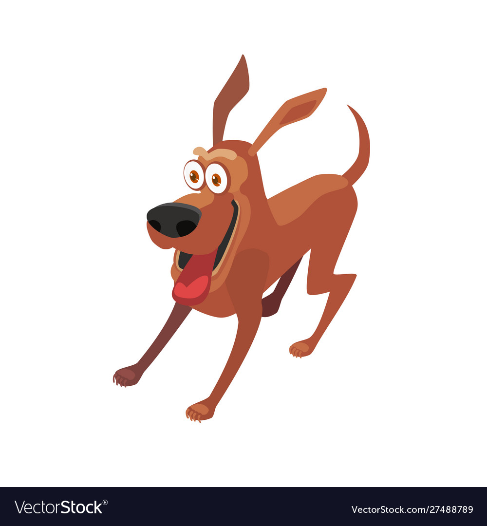 Happy dog running Royalty Free Vector Image - VectorStock