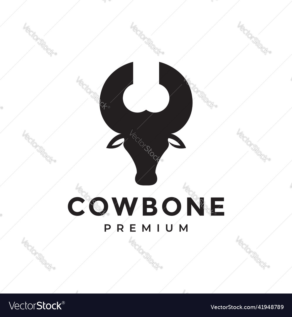 Head cow with horn bone logo design graphic