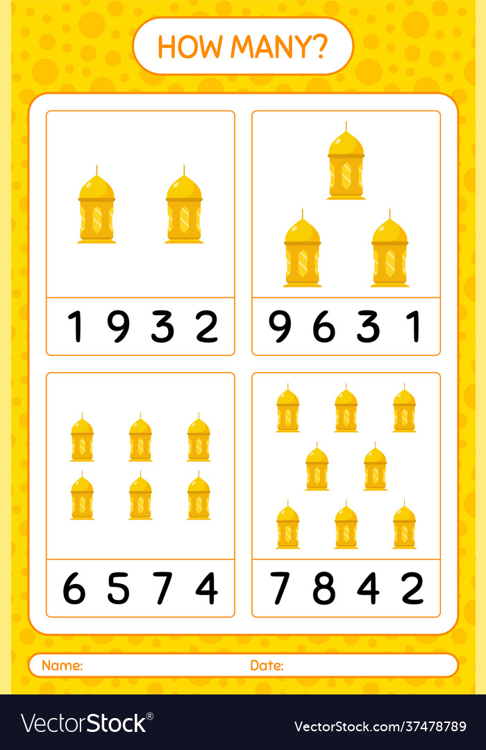 How many counting game with arabic lantern vector image How many counting game with arabic lantern