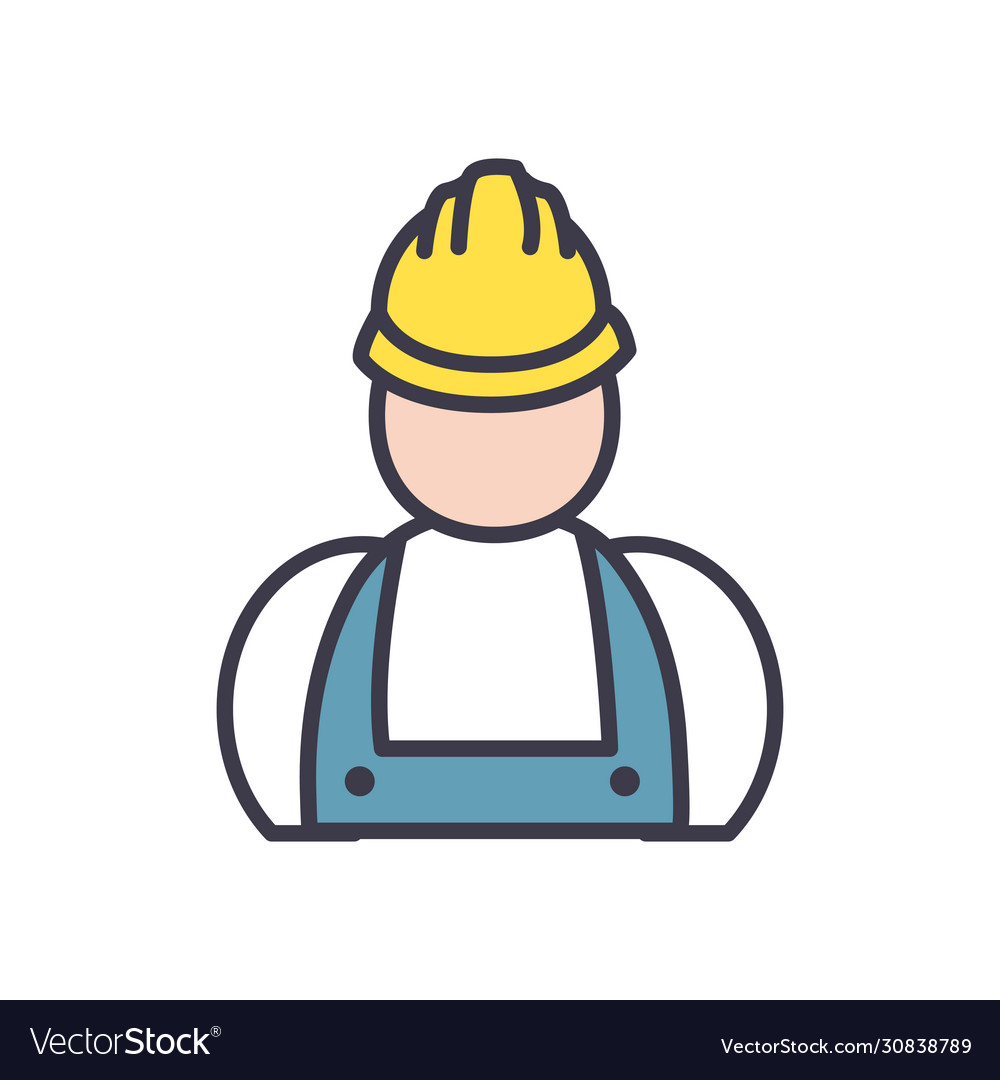 Isolated constructer man with helmet fill style