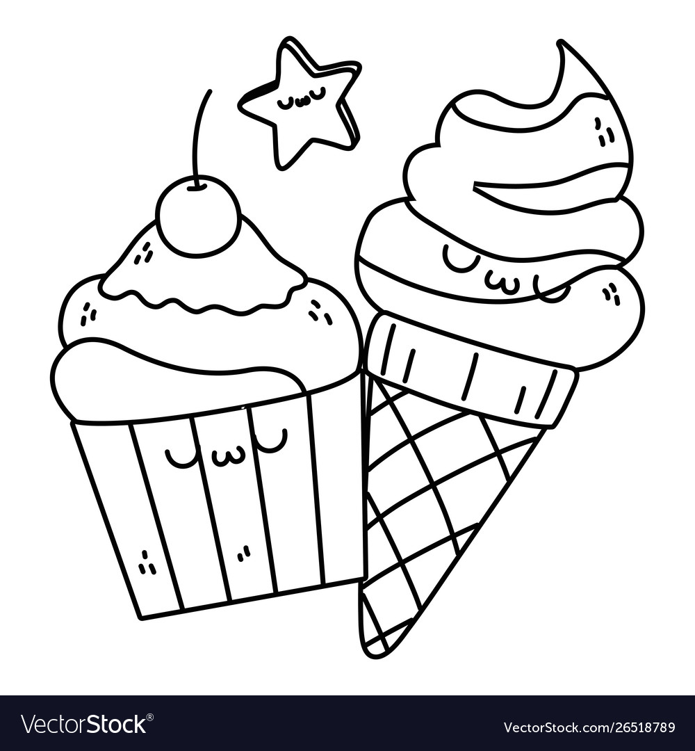 Kawaii ice cream cartoon design Royalty Free Vector Image