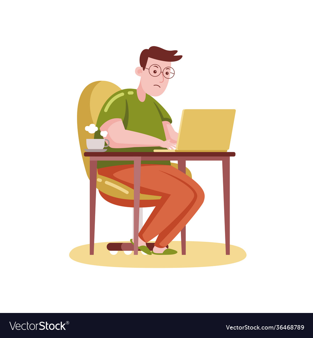 Man working with laptop at home Royalty Free Vector Image