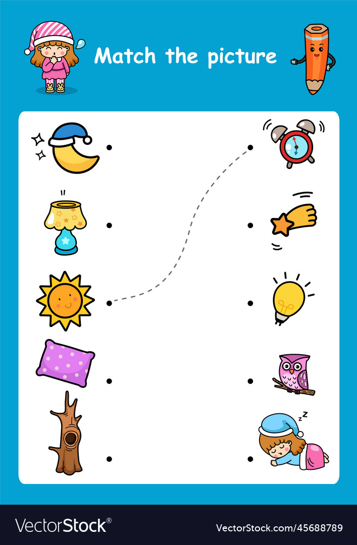 Match the picture education game for children vector image Match the picture education game for children