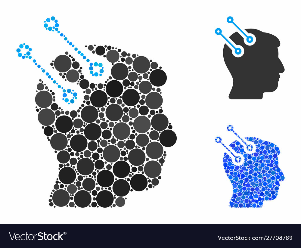 Neural interface connectors composition icon vector image Neural interface connectors composition icon