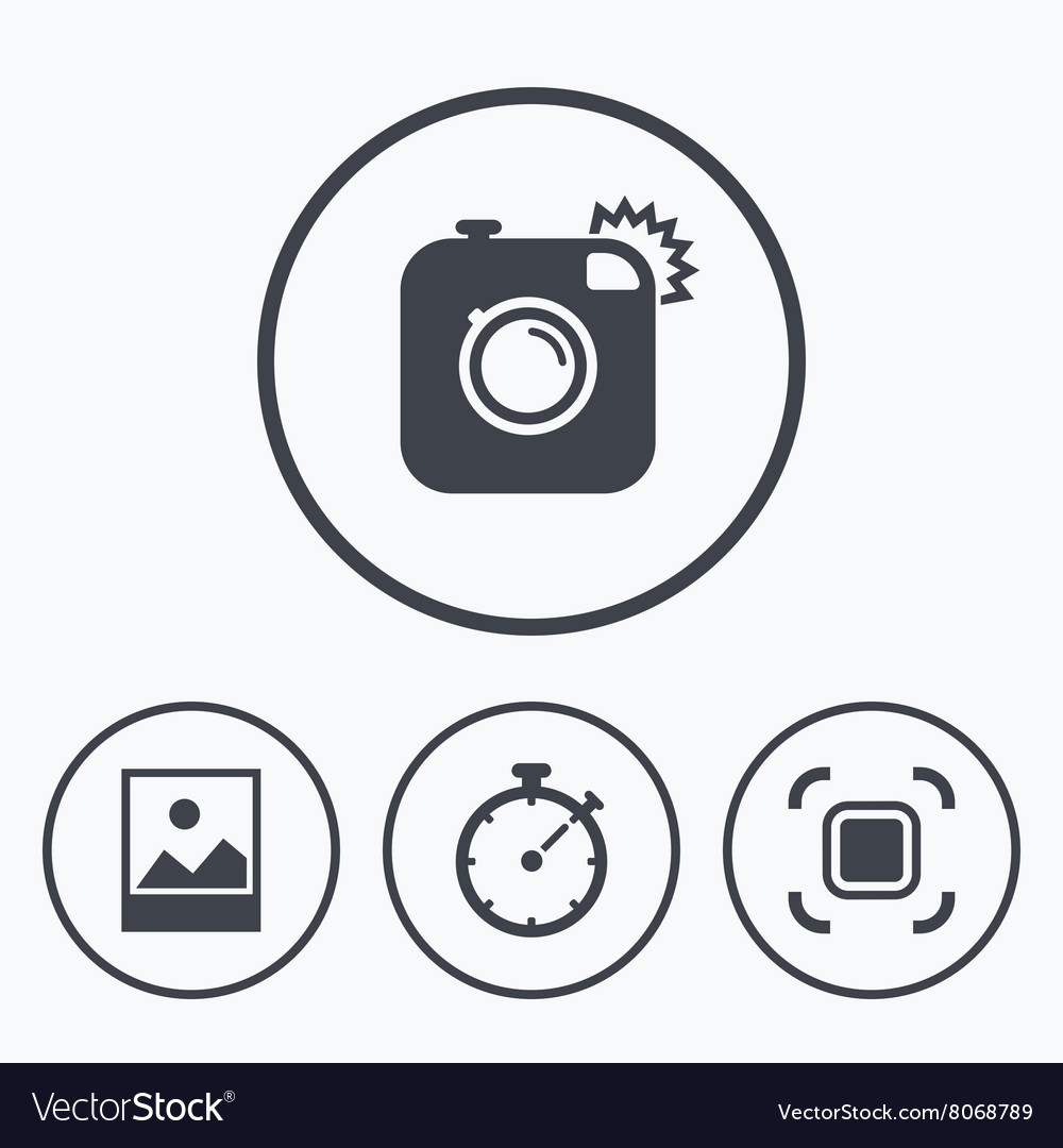 Photo camera icon autofocus zone and landscape