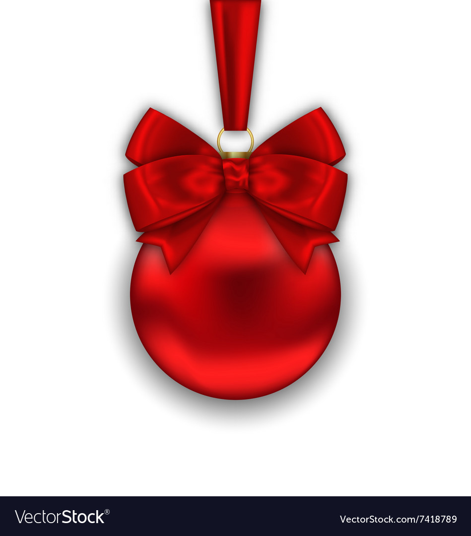 Realistic christmas ball with satin bow ribbon Vector Image