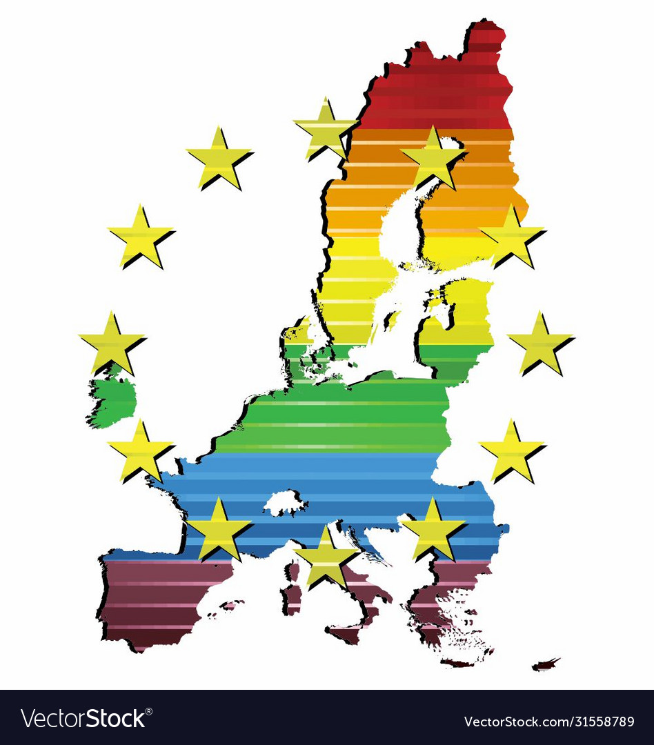 Shiny map european union in colors pride