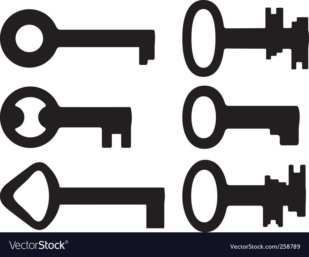 Six small keys Royalty Free Vector Image - VectorStock