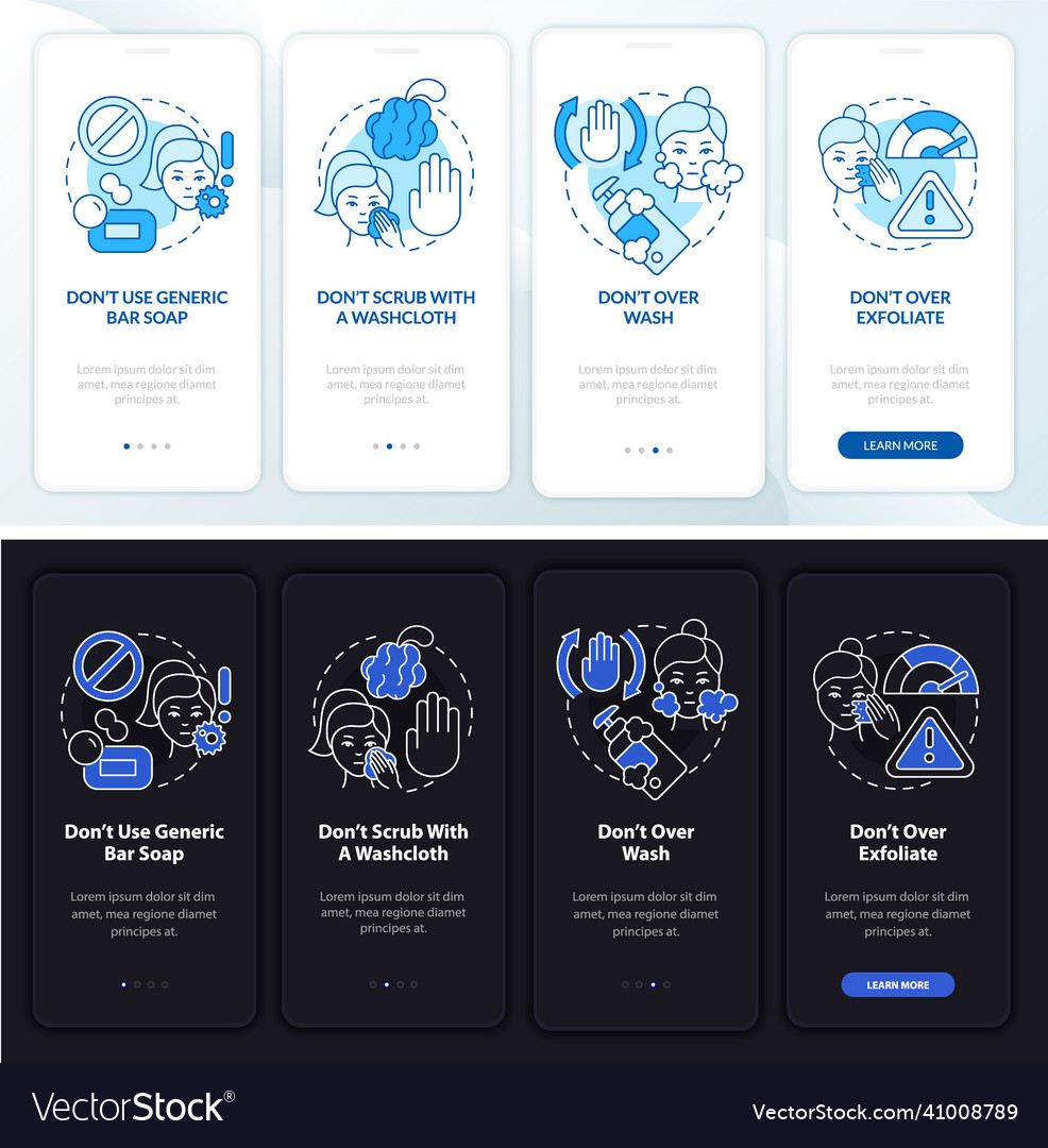 Skincare donts night and day mode onboarding Vector Image