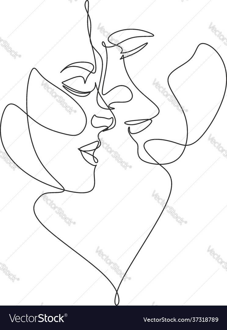 Surreal faces continuous line drawing set Vector Image Surreal faces continuous line drawing set