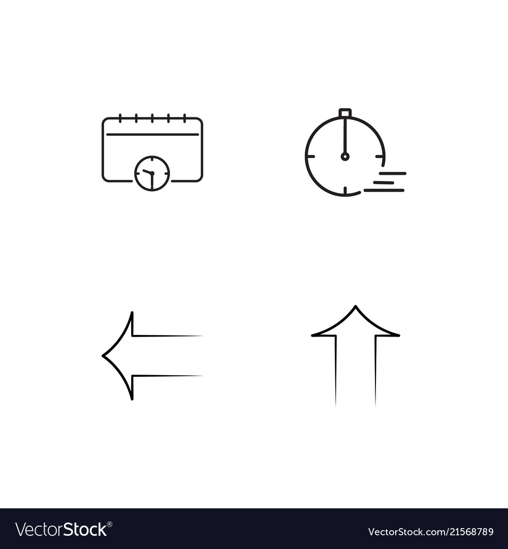 Time linear icons set simple outline