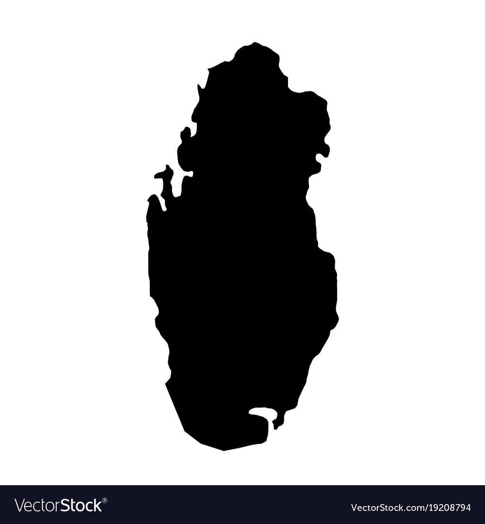 Black Silhouette Country Borders Map Of Qatar Vector Image