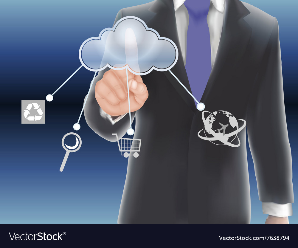 Cloud computing concept finger touching the