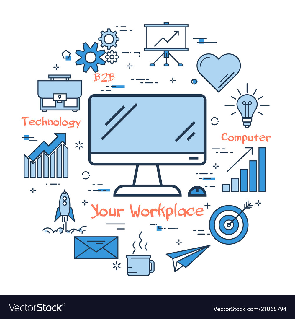 Composed icons showing working space and time vector image Composed icons showing working space and time