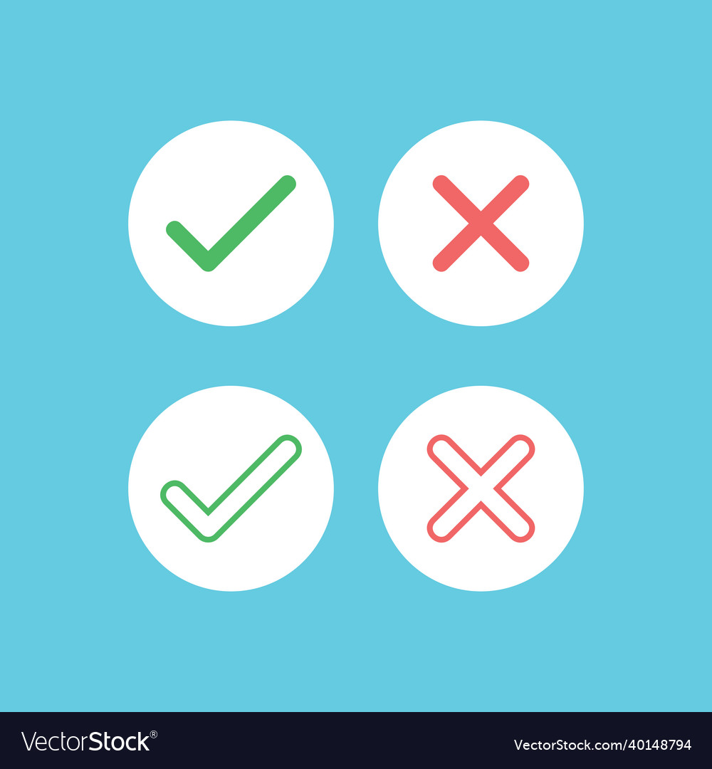 Cross check mark icons can be used as website