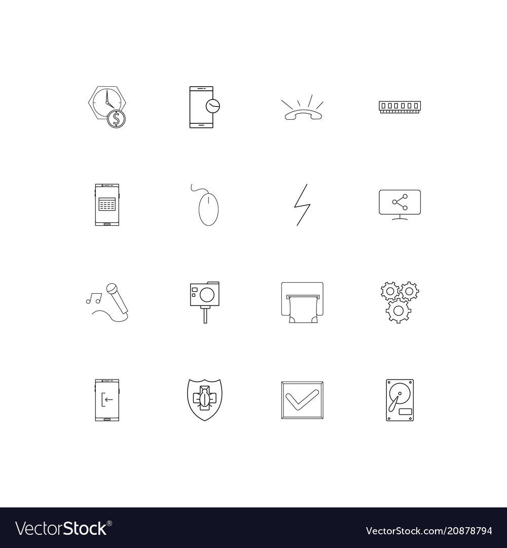 Devices linear thin icons set outlined simple