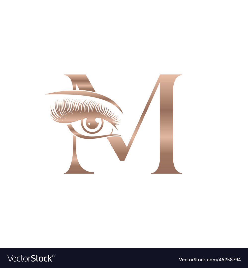 Luxury beauty eye lashes logo letter m