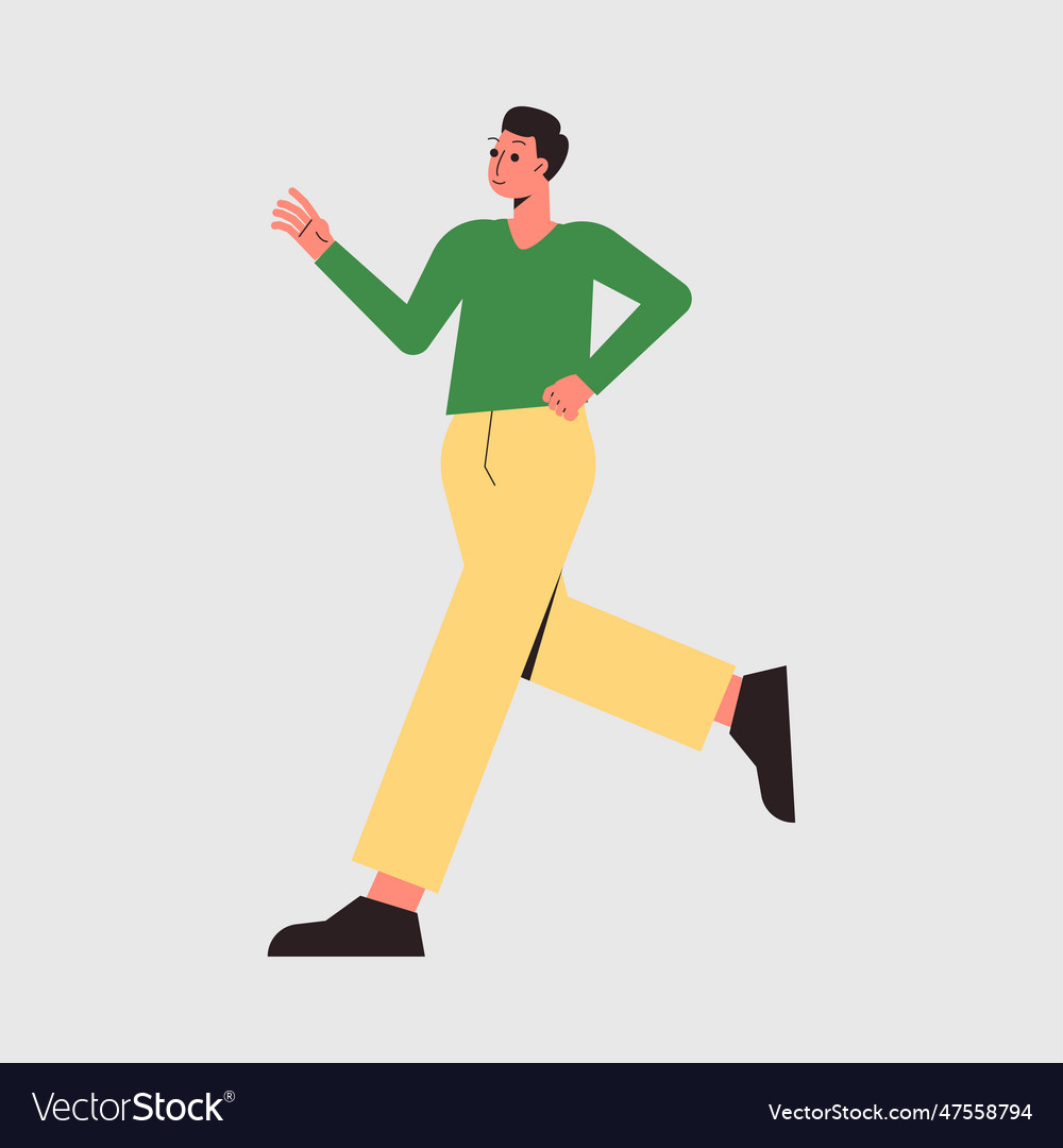 Man character running fast rushing forward vector image Man character running fast rushing forward