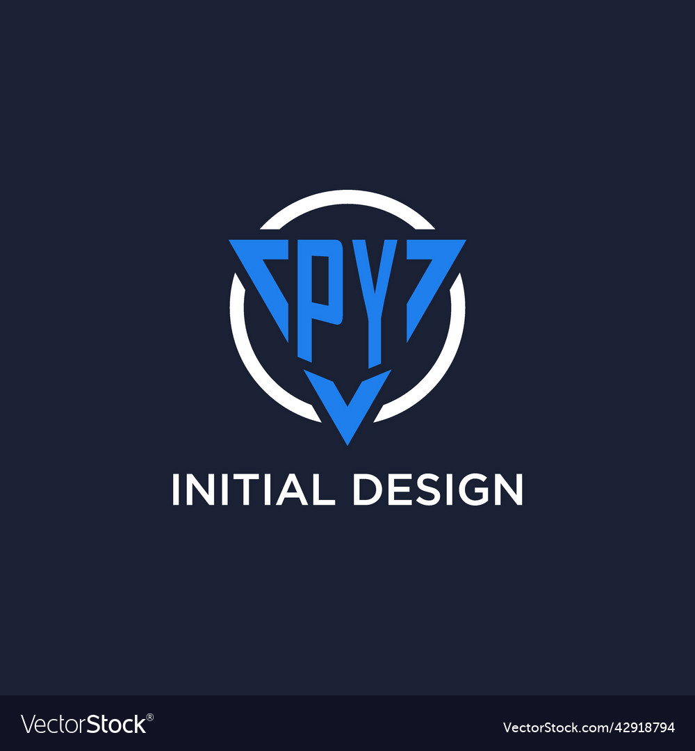 Py monogram logo with triangle shape and circle