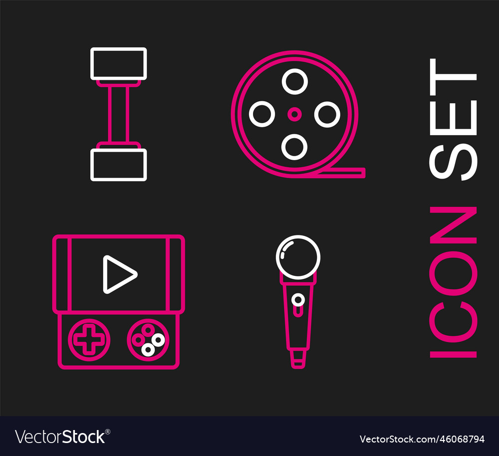 Set line microphone portable video game console vector image Set line microphone portable video game console