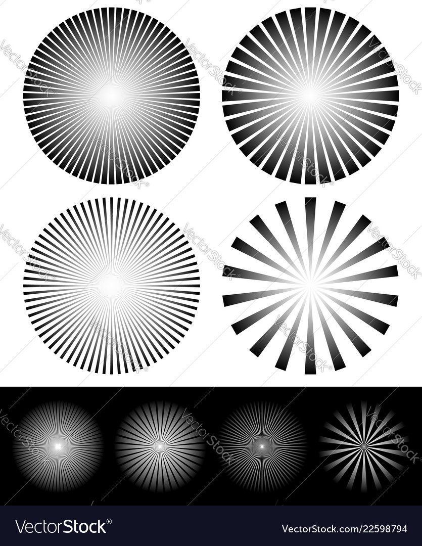 Set of starburst sunburst shapes radiating Vector Image