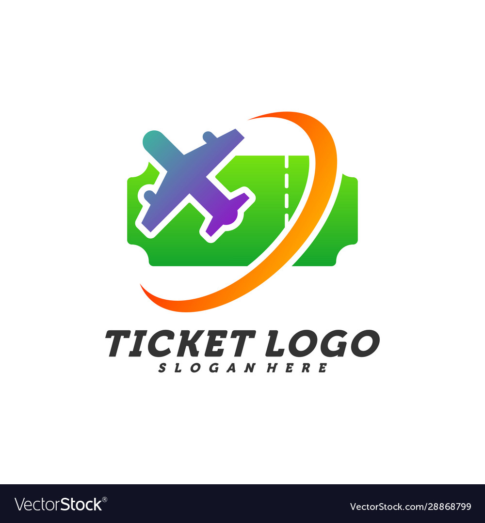 Airplane ticket logo design concept travel Vector Image