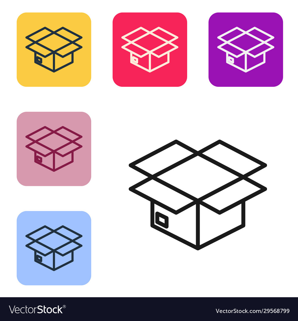 Black line carton cardboard box icon isolated vector image Black line carton cardboard box icon isolated