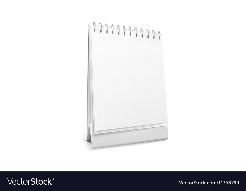 Blank Standing Desk Calendar With A Spiral Vector Image