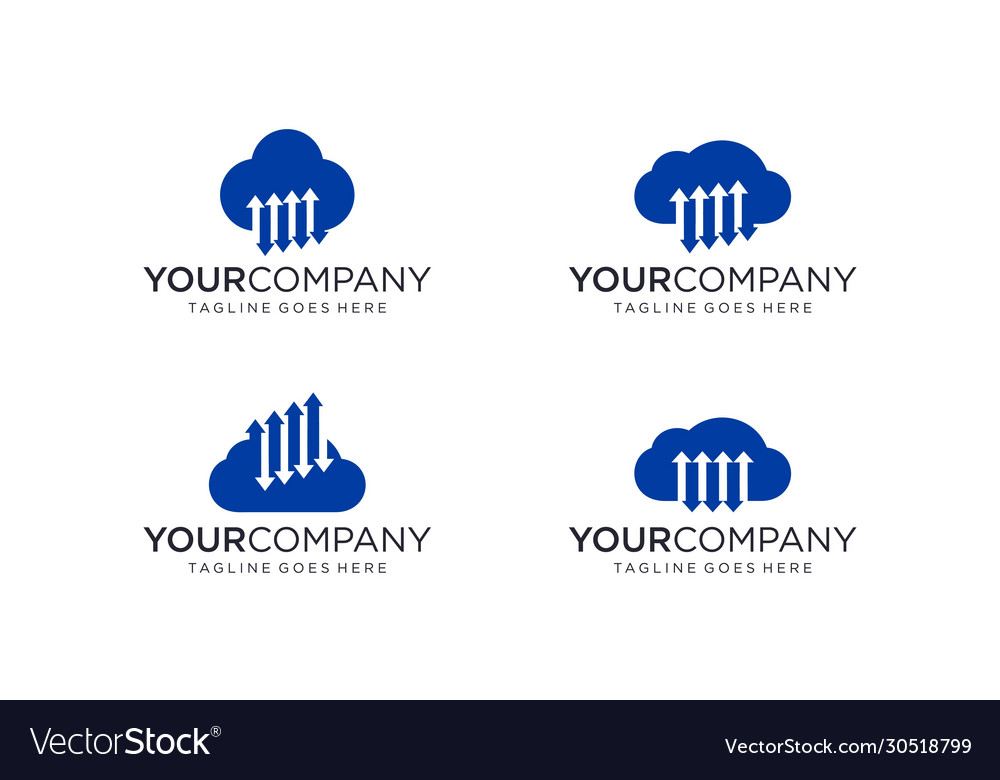 Cloud graph with arrow for logo design concept