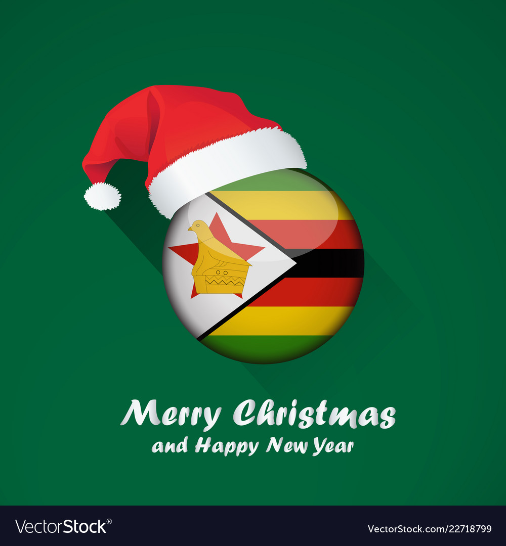 Flag of zimbabwe merry christmas and happy new Vector Image
