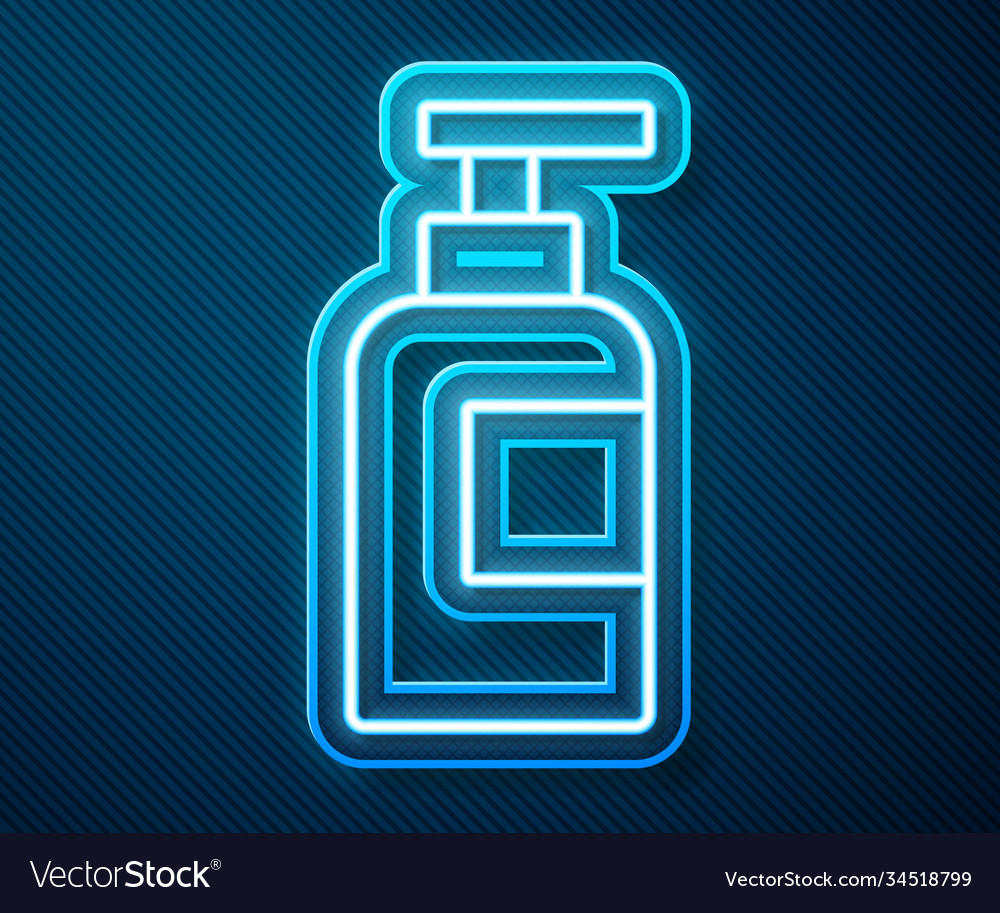 Glowing neon line bottle shampoo icon isolated Vector Image Glowing neon line bottle shampoo icon isolated
