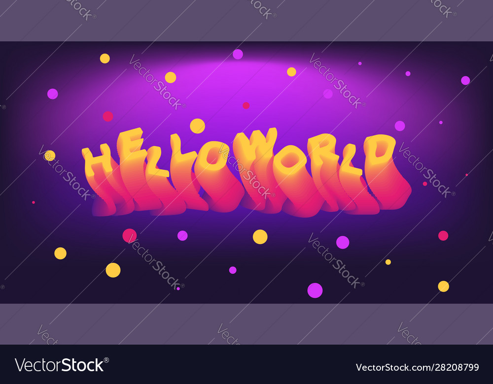 Hello world with 3d style gradient background