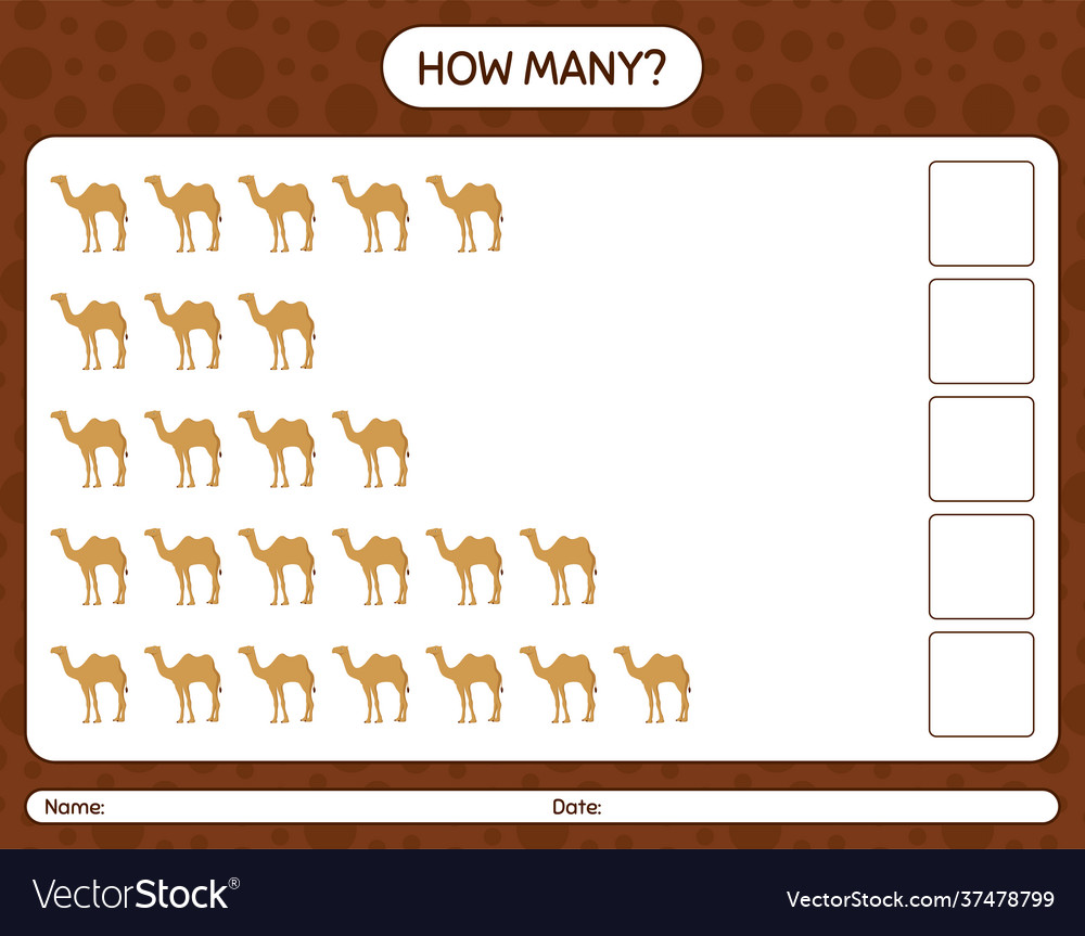 How many counting game with camel worksheet