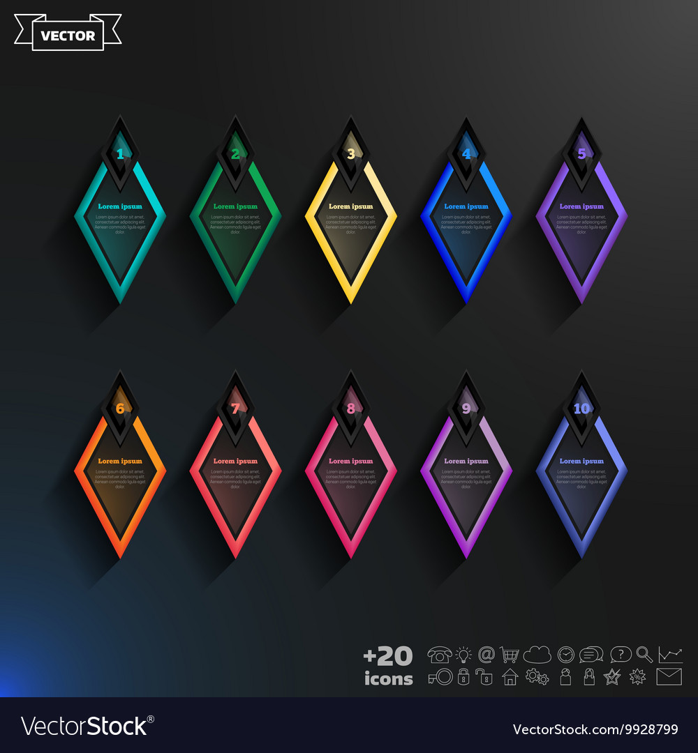 Infographic design list with rhomb