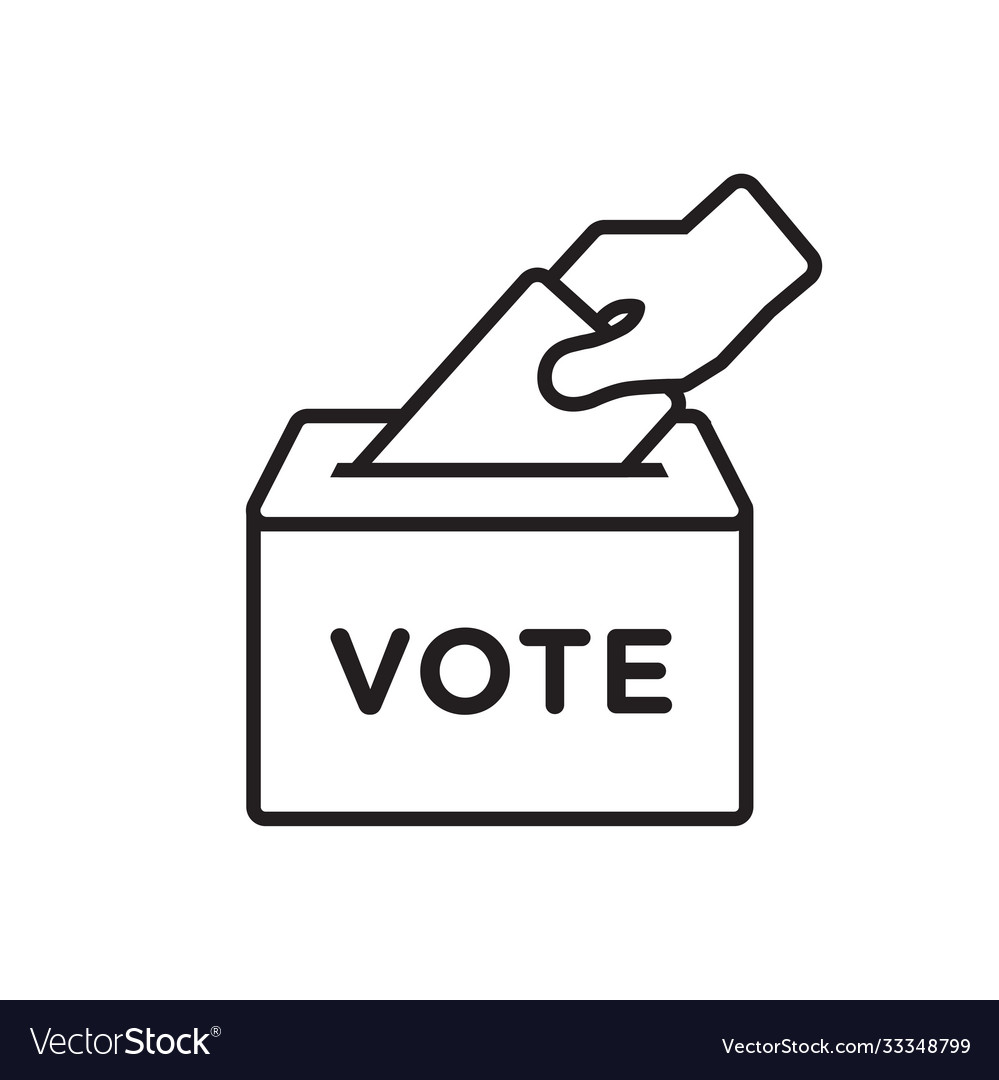 Line icon box vote with hand Royalty Free Vector Image