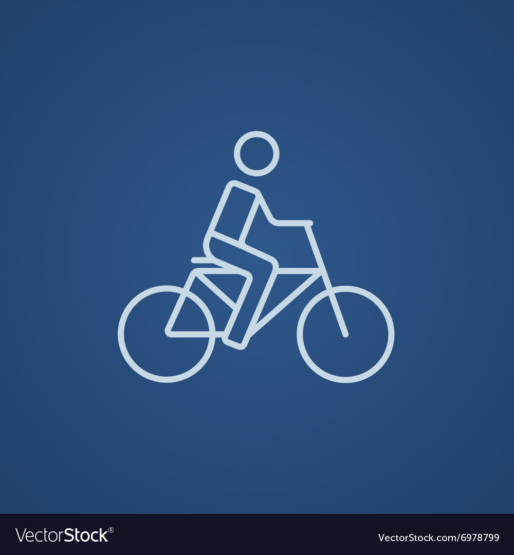 Man riding bike line icon