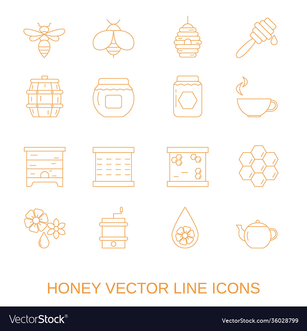 Set honey and beekeeping icons