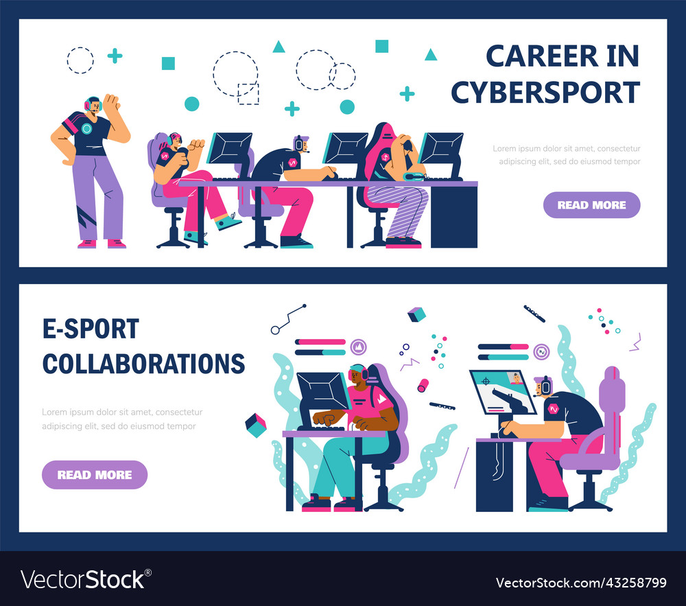 Set of website banner templates about cybersport