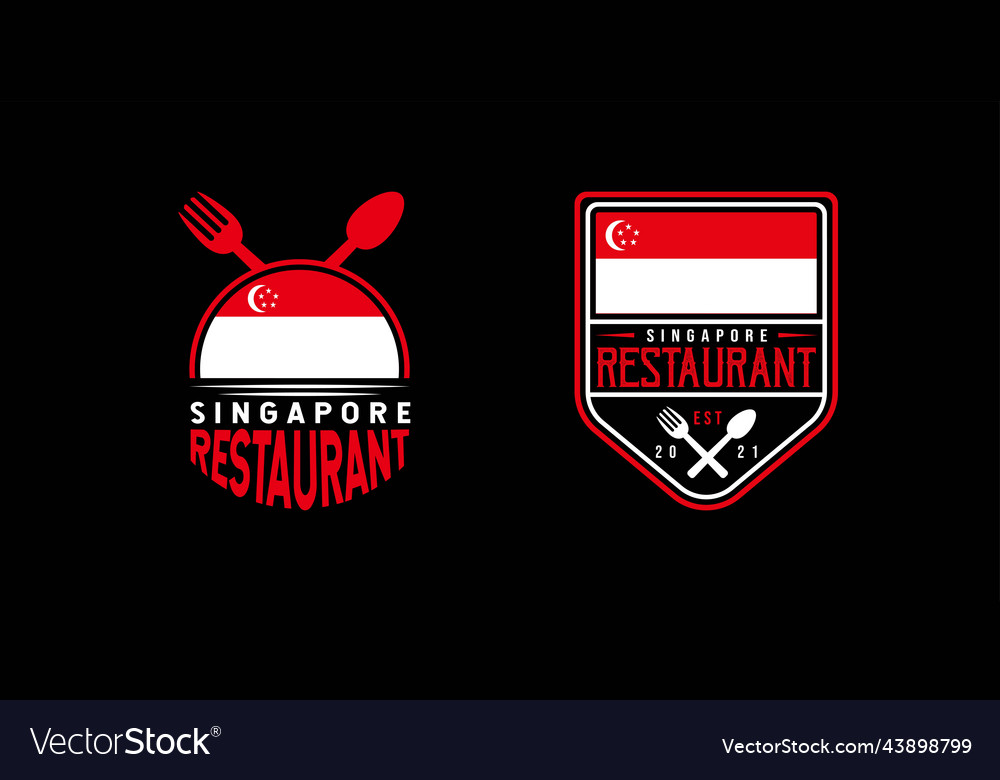 Singapore food restaurant logo flag vector image Singapore food restaurant logo flag