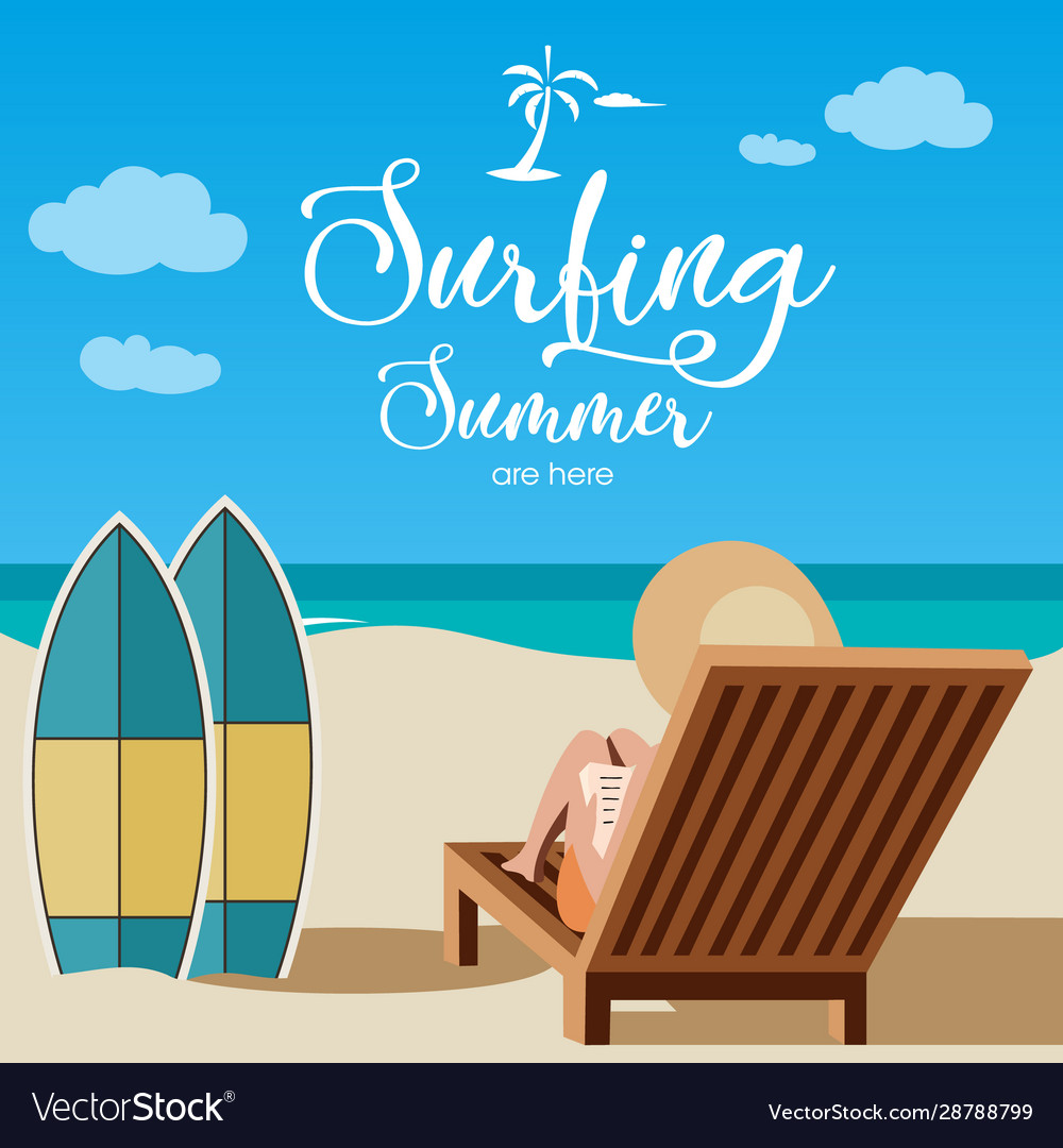 Surfing summer beach background