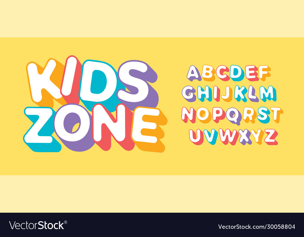 3d letter set for kids zone font for children vector image 3d letter set for kids zone font for children