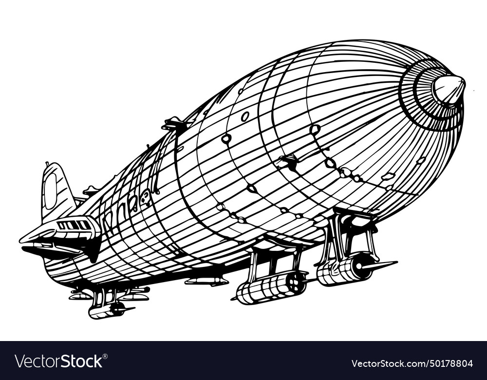 Airship or zeppelin and dirigible blimp Royalty Free Vector