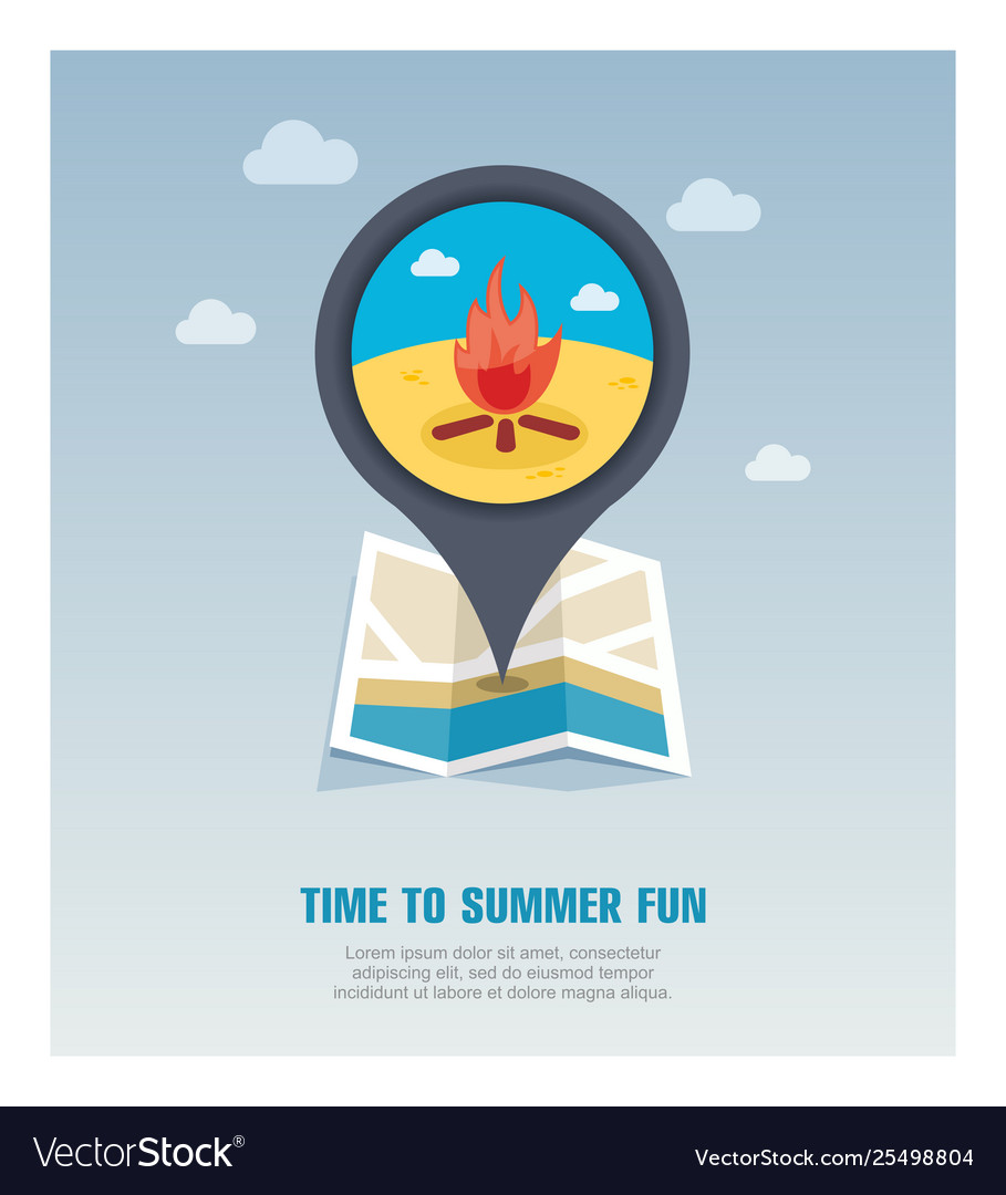 Bonfire pin map icon summer vacation