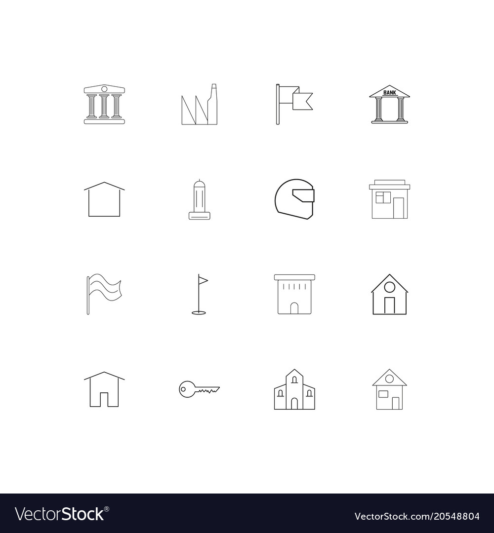 Buildings and constructions simple linear icons